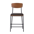 Linon Ryder Counter Stool Espresso Faux Leather Padded Seat Steel Frame in Black