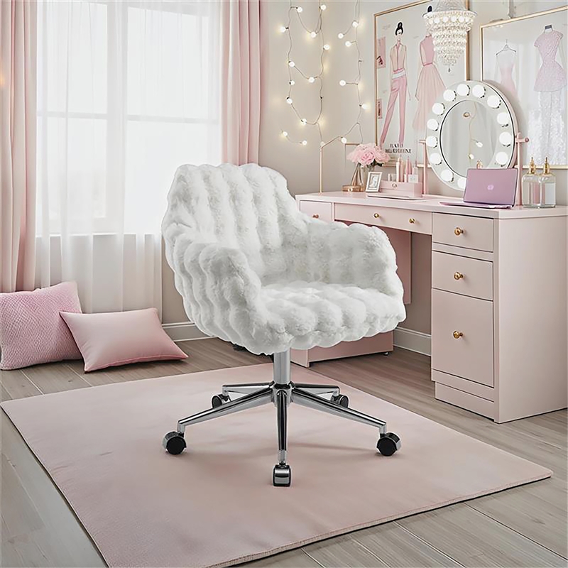 Fiona Rolling Adjustable White Cloud Bubble Office Chair with Chrome Base
