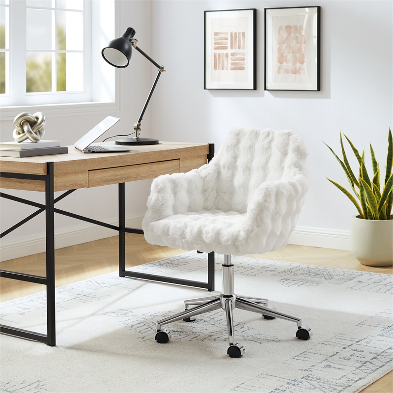 Fiona Rolling Adjustable White Cloud Bubble Office Chair with Chrome Base