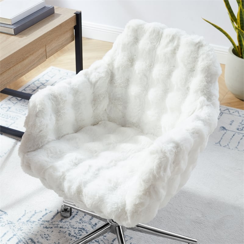 Fiona Rolling Adjustable White Cloud Bubble Office Chair with Chrome Base