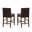 Linon Reagan Set of 2 Faux Leather Upholstered Counter Stools in Rich Brown