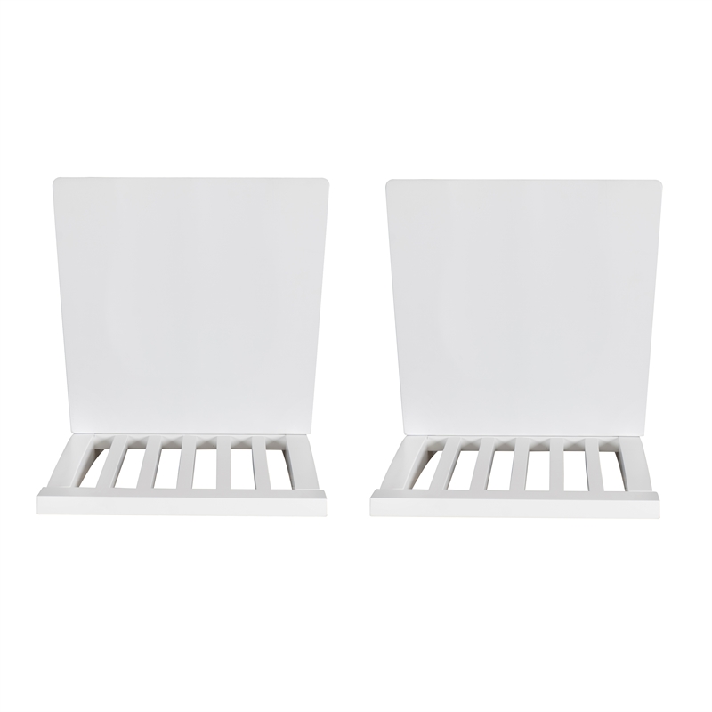 Linon Percy Set of 2 Slat Back Counter Stools in White Glossy Finished Wood
