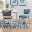 Linon Louise Set of 2 Upholstered Dining Side Chairs in White and Blue Stripes