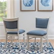 Linon Louise Set of 2 Upholstered Dining Side Chairs in White and Blue Stripes