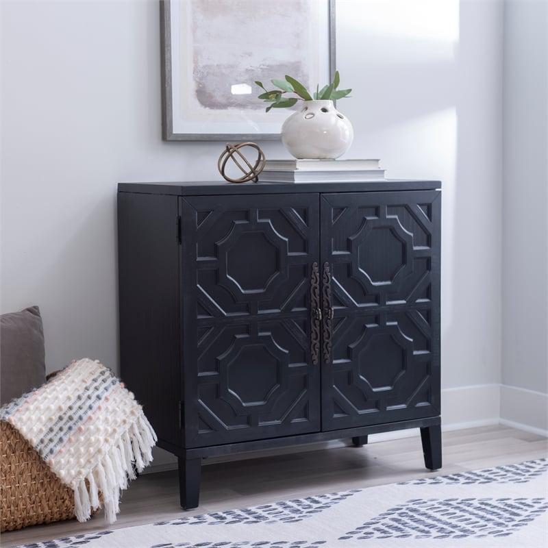 Linon Merrin Wood 2 Door Accent Cabinet in Midnight Blue