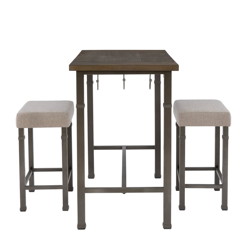 Linon Austin 3 Piece Dining Pub Set in Pewter