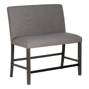 Spiva Gray Upholstered Counter Bench with Dark Grey Wooden Legs
