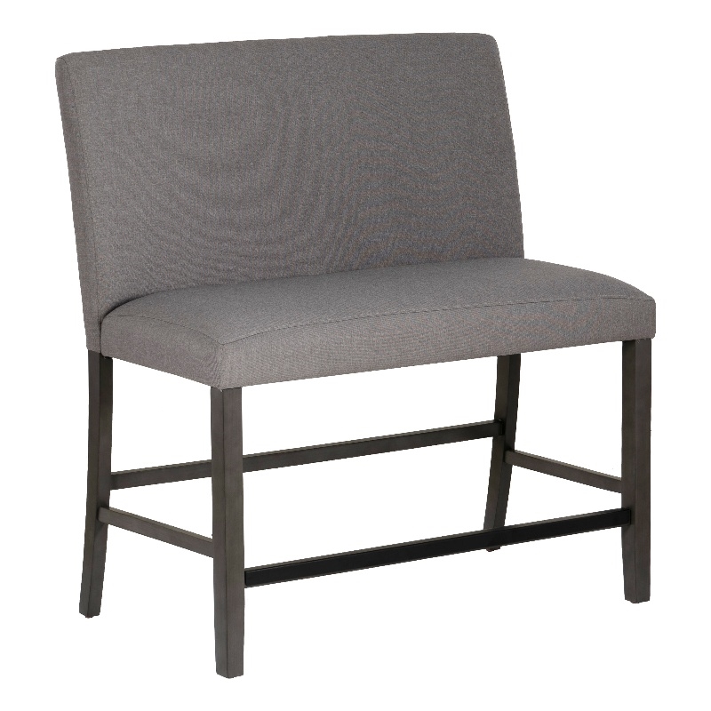 Spiva Gray Upholstered Counter Bench with Dark Grey Wooden Legs