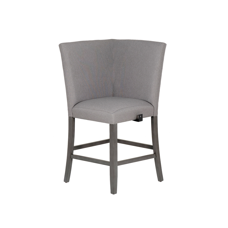 Spiva Gray Upholstered Counter Corner Seat with Dark Gray Wooden Legs