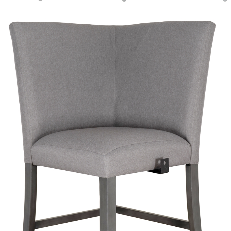 Spiva Gray Upholstered Counter Corner Seat with Dark Gray Wooden Legs