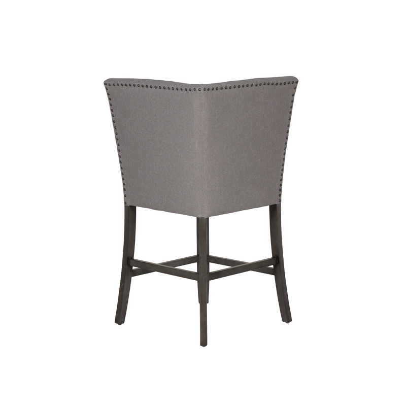 Spiva Gray Upholstered Counter Corner Seat with Dark Gray Wooden Legs
