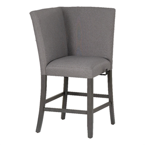 Spiva Gray Upholstered Counter Corner Seat with Dark Gray Wooden Legs