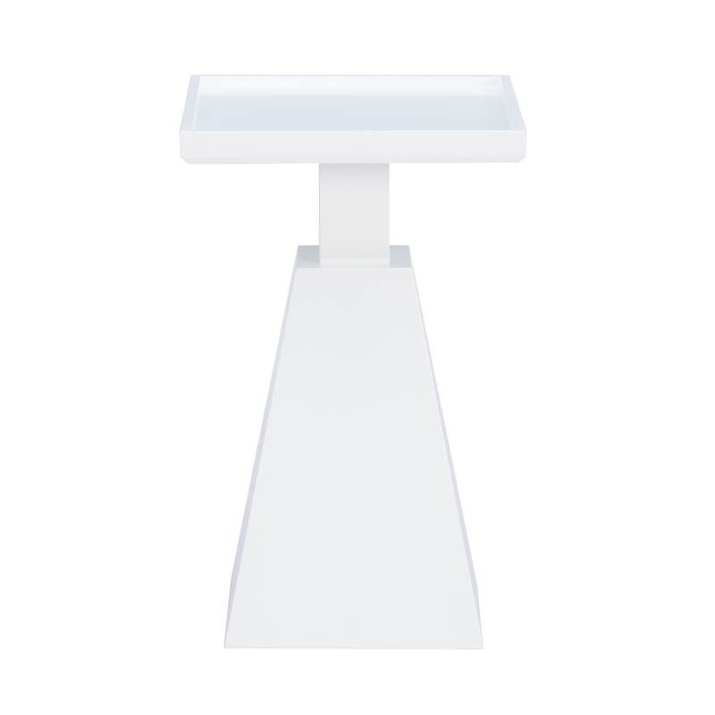 Cecilia Square Pedestal Fully Assembled Side Table in White Wood