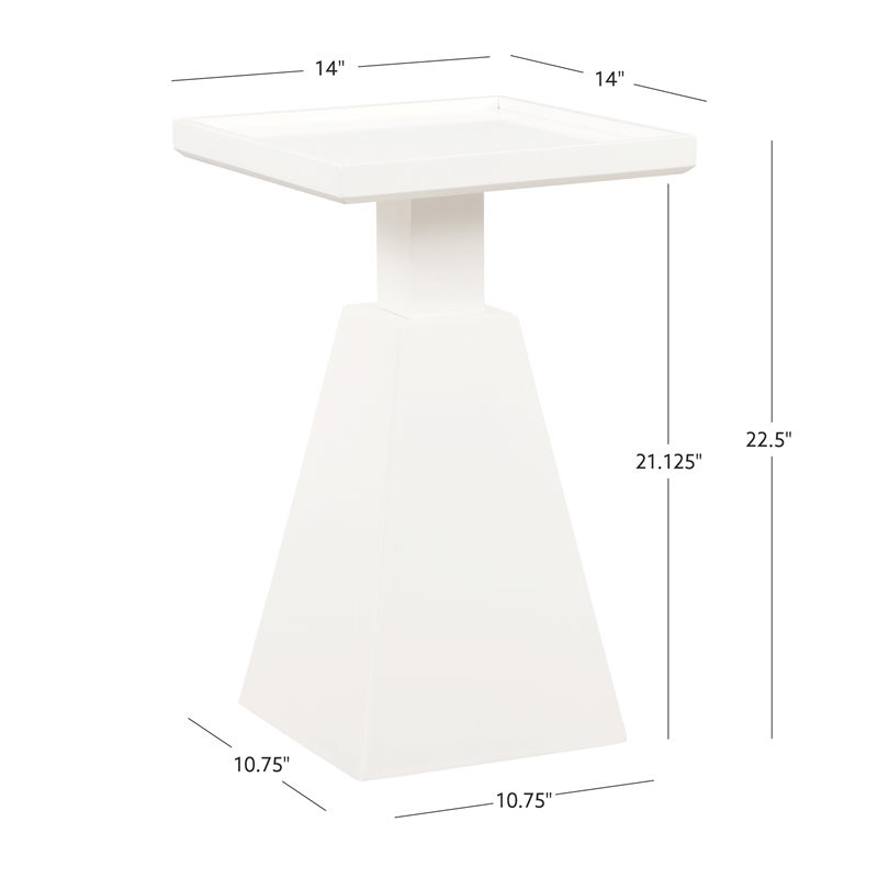 Cecilia Square Pedestal Fully Assembled Side Table in White Wood