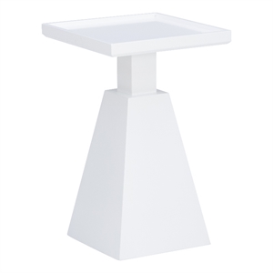 Cecilia Square Pedestal Fully Assembled Side Table in White Wood