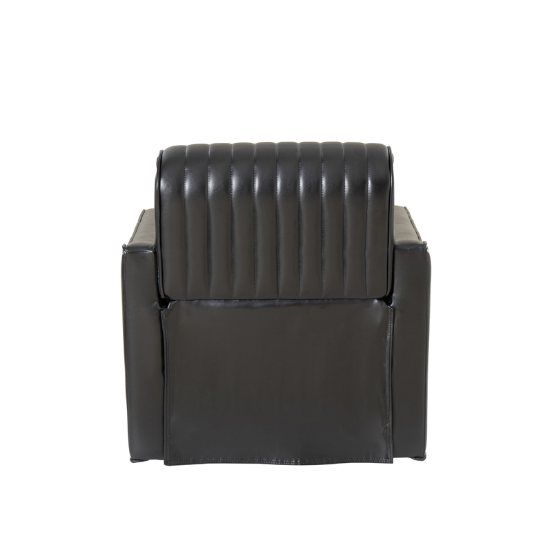 Corin Swivel Accent Chair in Black Faux Leather Tufted Upholstery