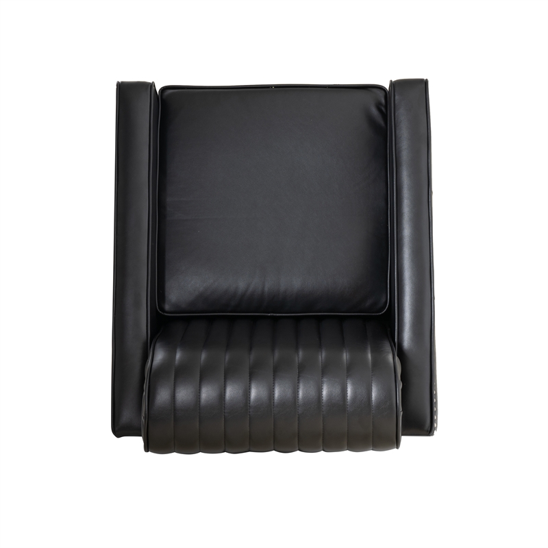 Corin Swivel Accent Chair in Black Faux Leather Tufted Upholstery