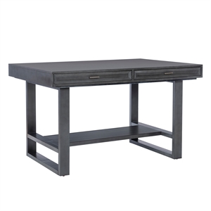 Jubilee Counter Table with 4 Drawers and Bottom Shelf in Gray Solid Wood