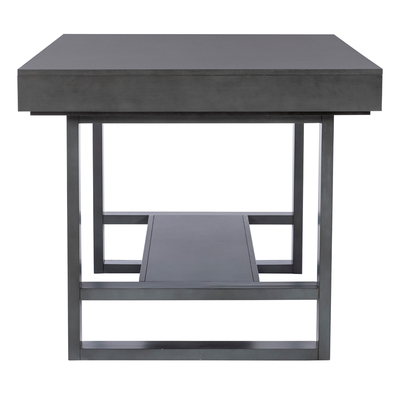 Jubilee Counter Table with 4 Drawers and Bottom Shelf in Gray Solid Wood