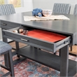Jubilee Counter Table with 4 Drawers and Bottom Shelf in Gray Solid Wood