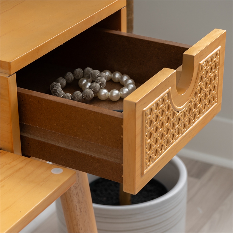 Cecilia Make Up Vanity with Flip Up Mirror and Drawers in Natural Wood