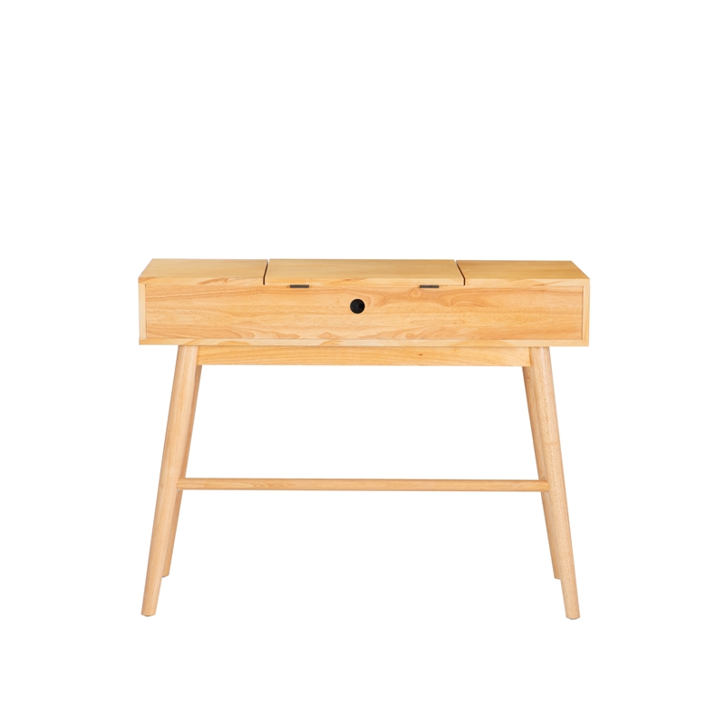 Cecilia Make Up Vanity with Flip Up Mirror and Drawers in Natural Wood