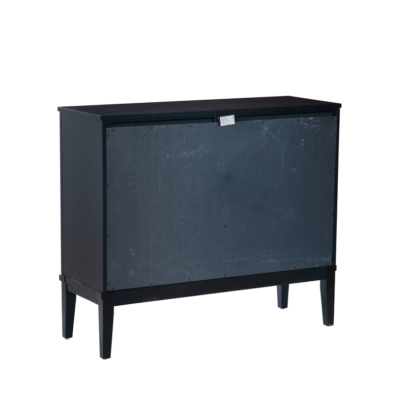 Monroe Accent Cabinet with Glass Sliding Doors in Midnight Blue Wood