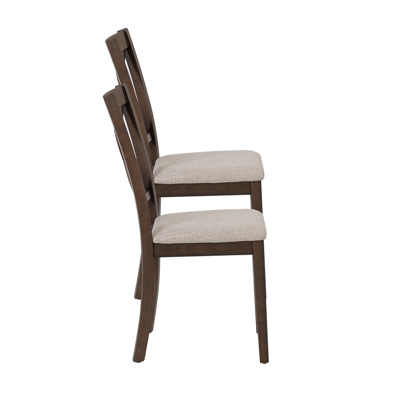Warren X-Back Side Chairs with Padded Seats in Brown Wood - Set of 2