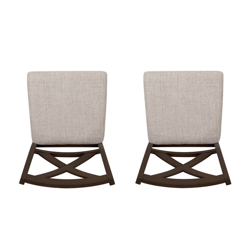 Warren X-Back Side Chairs with Padded Seats in Brown Wood - Set of 2