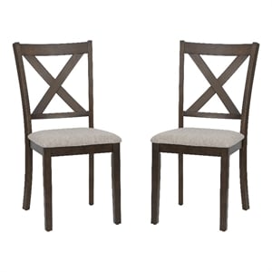 Warren X-Back Side Chairs with Padded Seats in Brown Wood - Set of 2