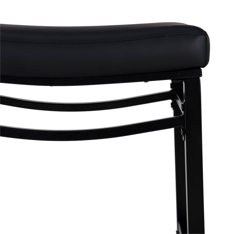 Betty 3 Piece Faux Marble Pub Set with 2 Padded Stools in Black Steel