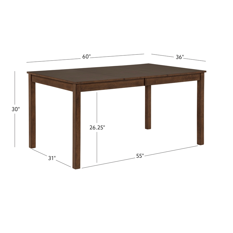 Warren Sturdy Rectangle Dining Table in Warm Brown Solid Wood