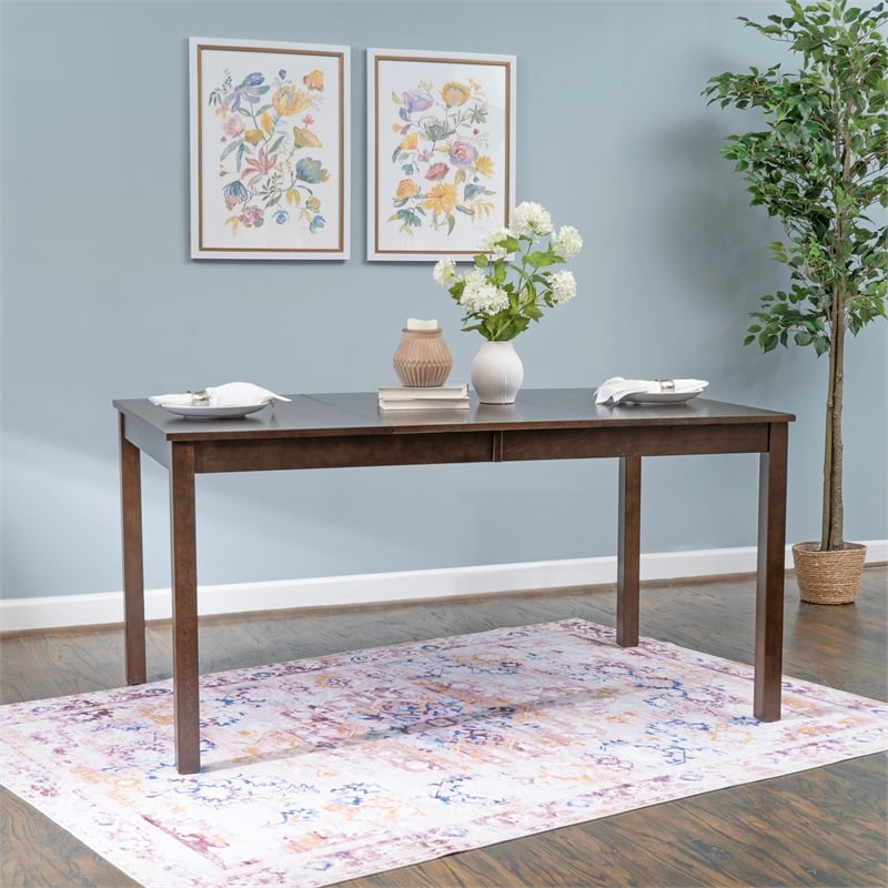 Warren Sturdy Rectangle Dining Table in Warm Brown Solid Wood