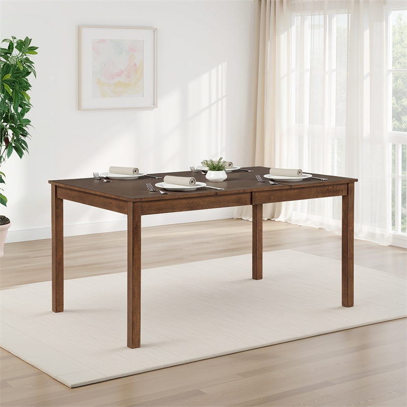 Warren Sturdy Rectangle Dining Table in Warm Brown Solid Wood