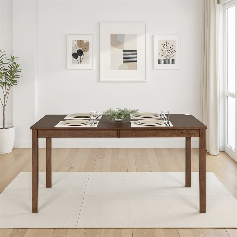 Warren Sturdy Rectangle Dining Table in Warm Brown Solid Wood