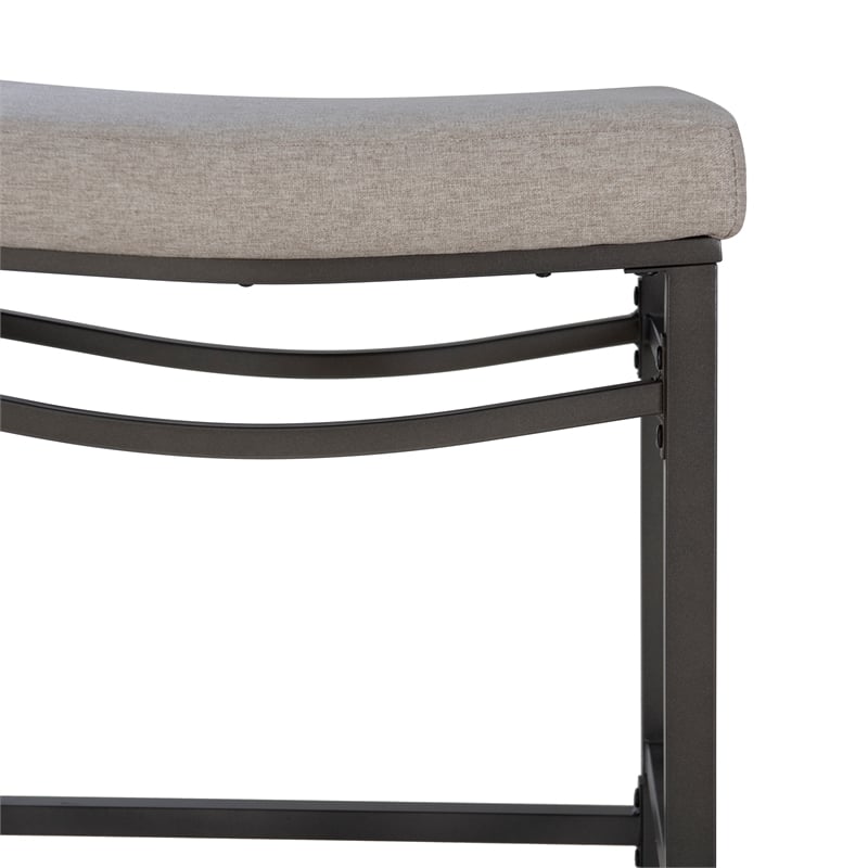 Betty 3 Piece Pub Set with 2 Upholstered Backless Stools in Pewter Steel