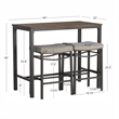 Betty 3 Piece Pub Set with 2 Upholstered Backless Stools in Pewter Steel