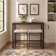Betty 3 Piece Pub Set with 2 Upholstered Backless Stools in Pewter Steel