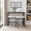 Betty 3 Piece Pub Set with 2 Upholstered Backless Stools in Pewter Steel