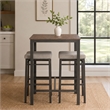 Betty 3 Piece Pub Set with 2 Upholstered Backless Stools in Pewter Steel