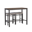 Betty 3 Piece Pub Set with 2 Upholstered Backless Stools in Pewter Steel