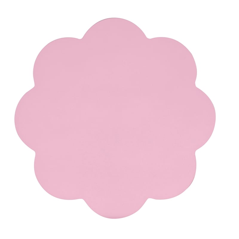 Natalia Flower Scalloped Edge Side Table with Lower Shelf in Pink Wood
