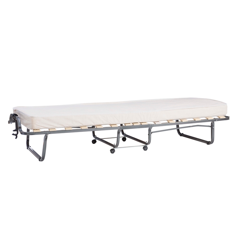 Linon Luxor Folding Bed with Memory Foam in Beige