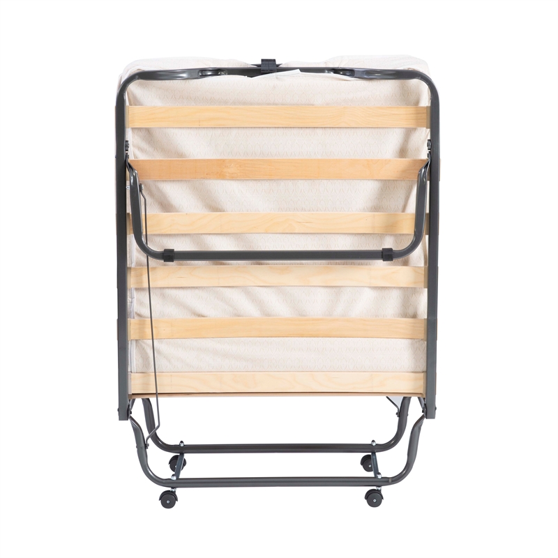 Linon Luxor Folding Bed with Memory Foam in Beige