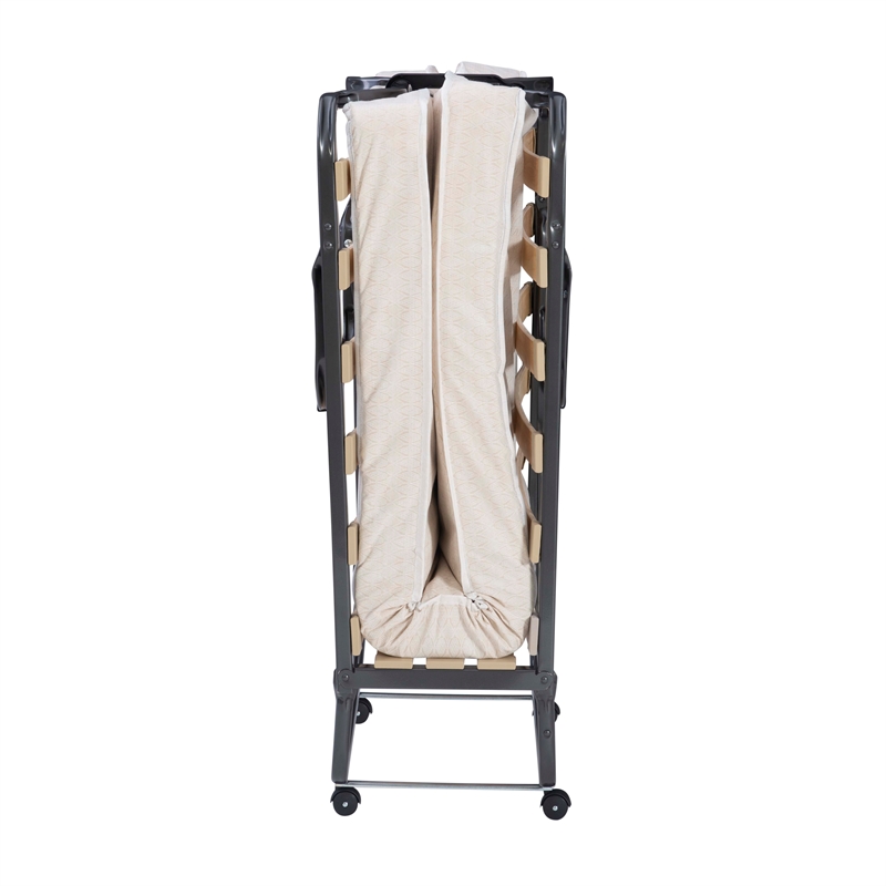 Linon Luxor Folding Bed with Memory Foam in Beige