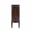 Linon Joelle Jewelry Armoire Storage 6 Drawers & Mirror in Espresso Stained Wood