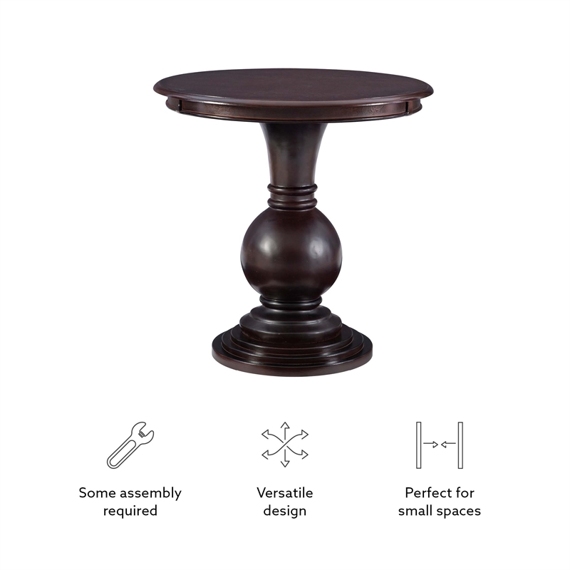 Linon Amelia Round Accent Table Pedestal Base 26.5