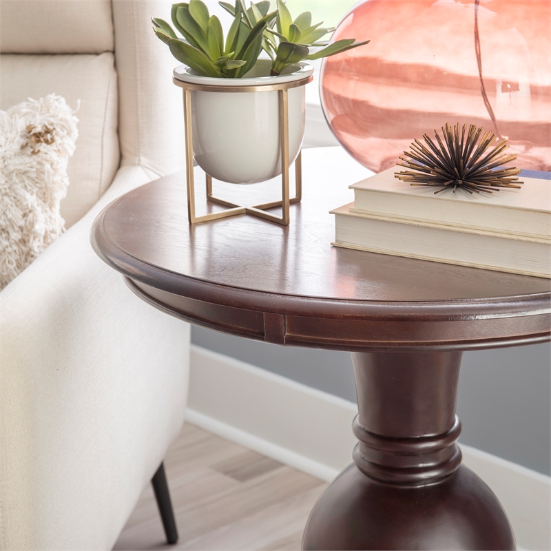 Linon Amelia Round Accent Table Pedestal Base 26.5