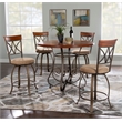 Linon Hamilton Five Piece Wood and Metal Dining Set in Pewter and Faux Cherry