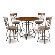 Linon Hamilton Five Piece Wood and Metal Dining Set in Pewter and Faux Cherry